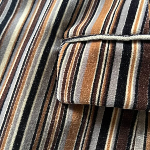Lafayette 148 Sz 6 Velvet Brown Multi Stripe Chesterfield Single Breasted Coat - Picture 8 of 10